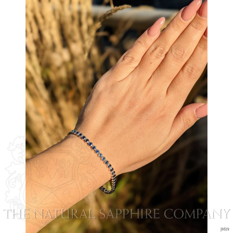 2.46 Ct.Tw. Blue Sapphire Bezel Bracelet, 14K White Gold
