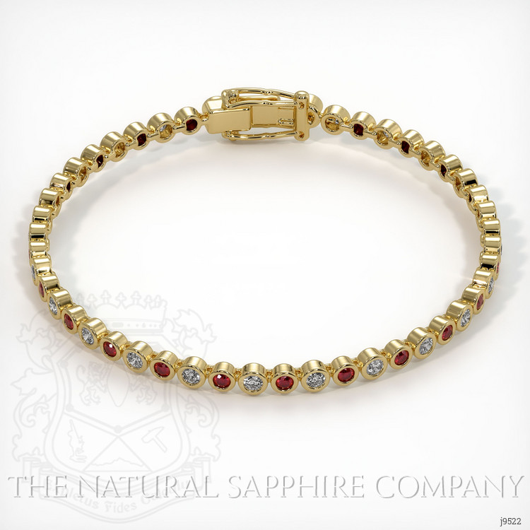 1.24 Ct.Tw. Ruby Natural Diamond Bezel Bracelet, 18K Yellow Gold