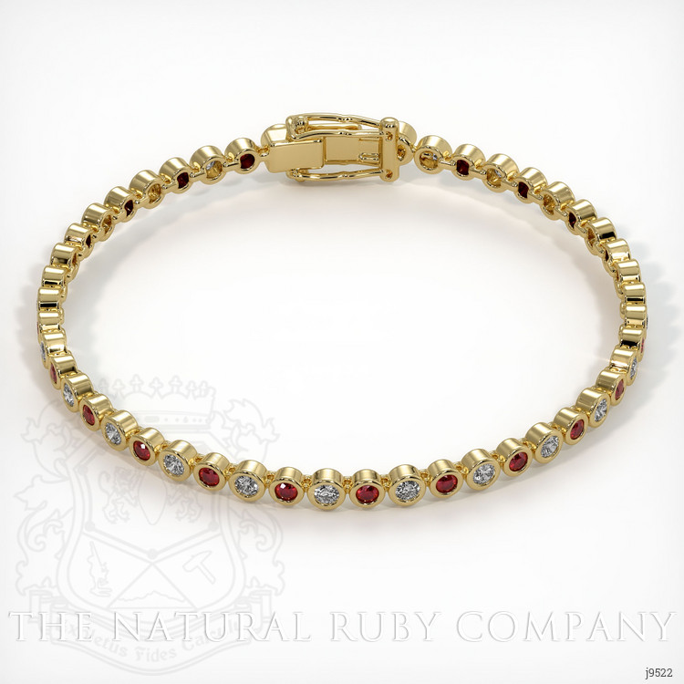 1.24 Ct.Tw. Ruby Natural Diamond Bezel Bracelet, 18K Yellow Gold