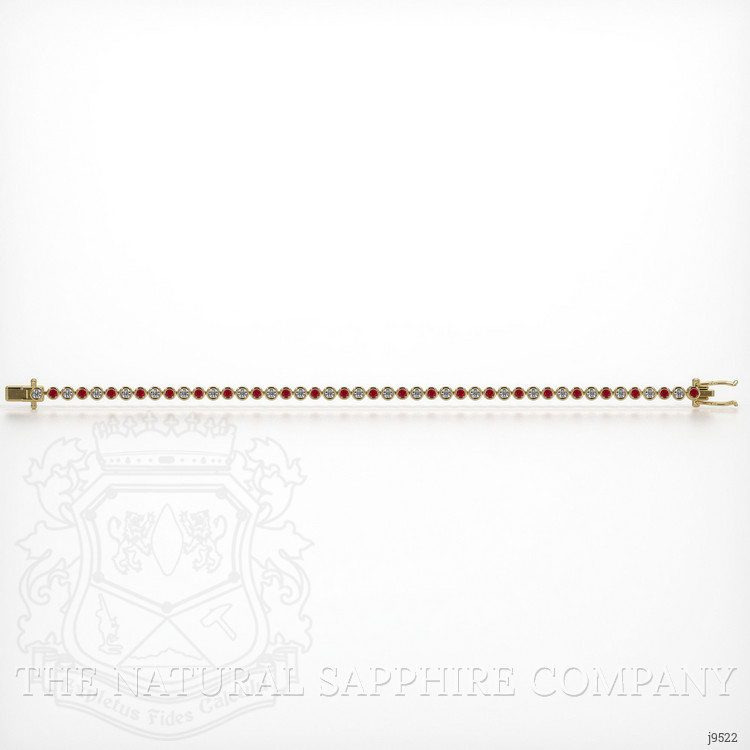 1.24 Ct.Tw. Ruby Natural Diamond Bezel Bracelet, 18K Yellow Gold