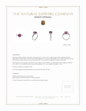 2.51 Ct. Pinkish Purple Sapphire and Natural Diamond Three Stone Ring, Platinum 950 Appraisal