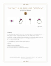 2.51 Ct. Pinkish Purple Sapphire and Natural Diamond Three Stone Ring, Platinum 950 Appraisal