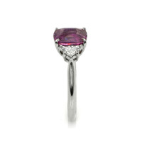 2.51 Ct. Pinkish Purple Sapphire and Natural Diamond Three Stone Ring, Platinum 950 Image