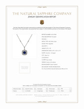 1.30 Ct. Blue Sapphire and Natural Diamond Halo Pendant, 18K White Gold Scan Report