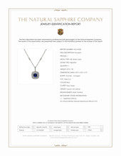 1.30 Ct. Blue Sapphire and Natural Diamond Halo Pendant, 18K White Gold Scan Report