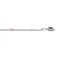 1.30 Ct. Blue Sapphire and Natural Diamond Halo Pendant, 18K White Gold Image