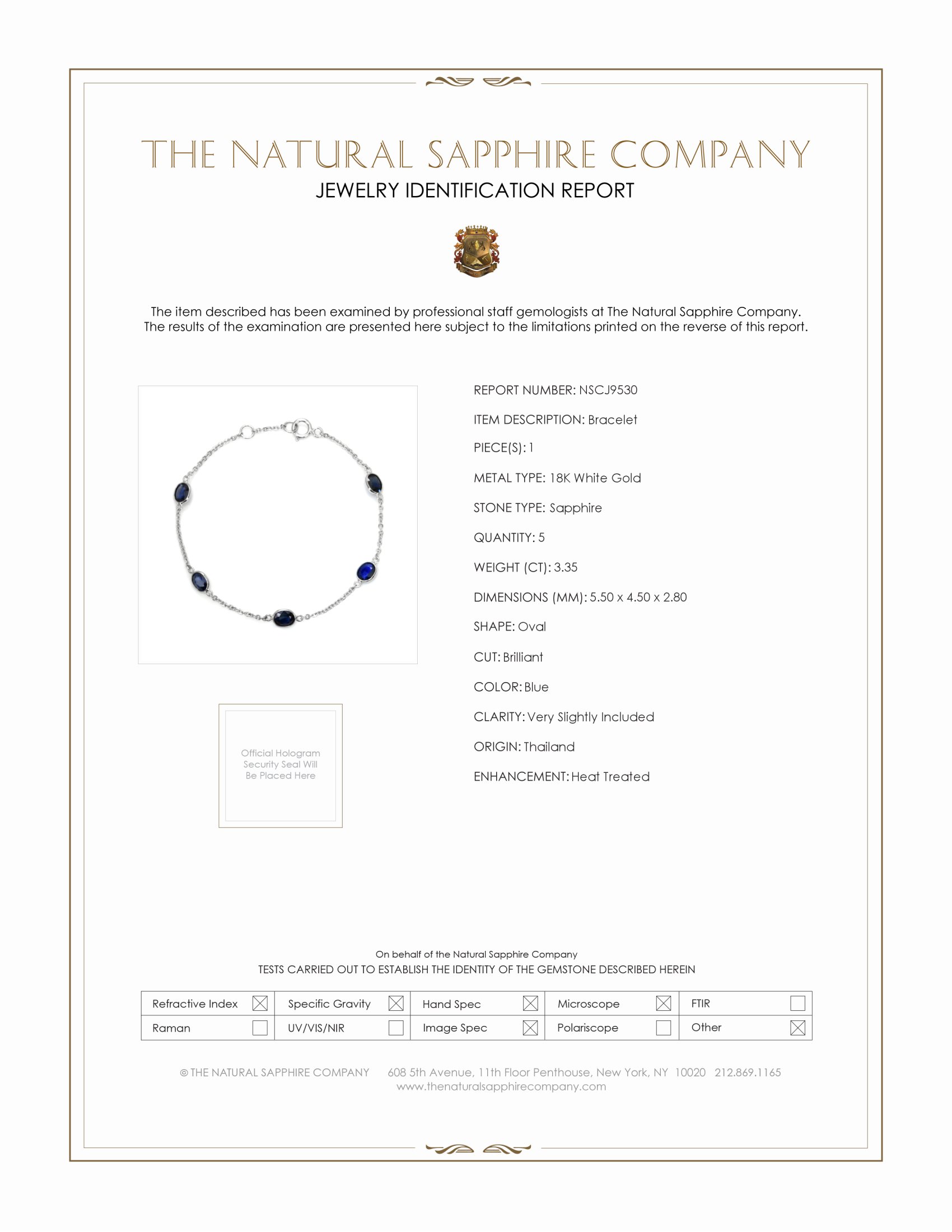 3.35 Ct.Tw. Blue Sapphire Bezel Bracelet, 18K White Gold