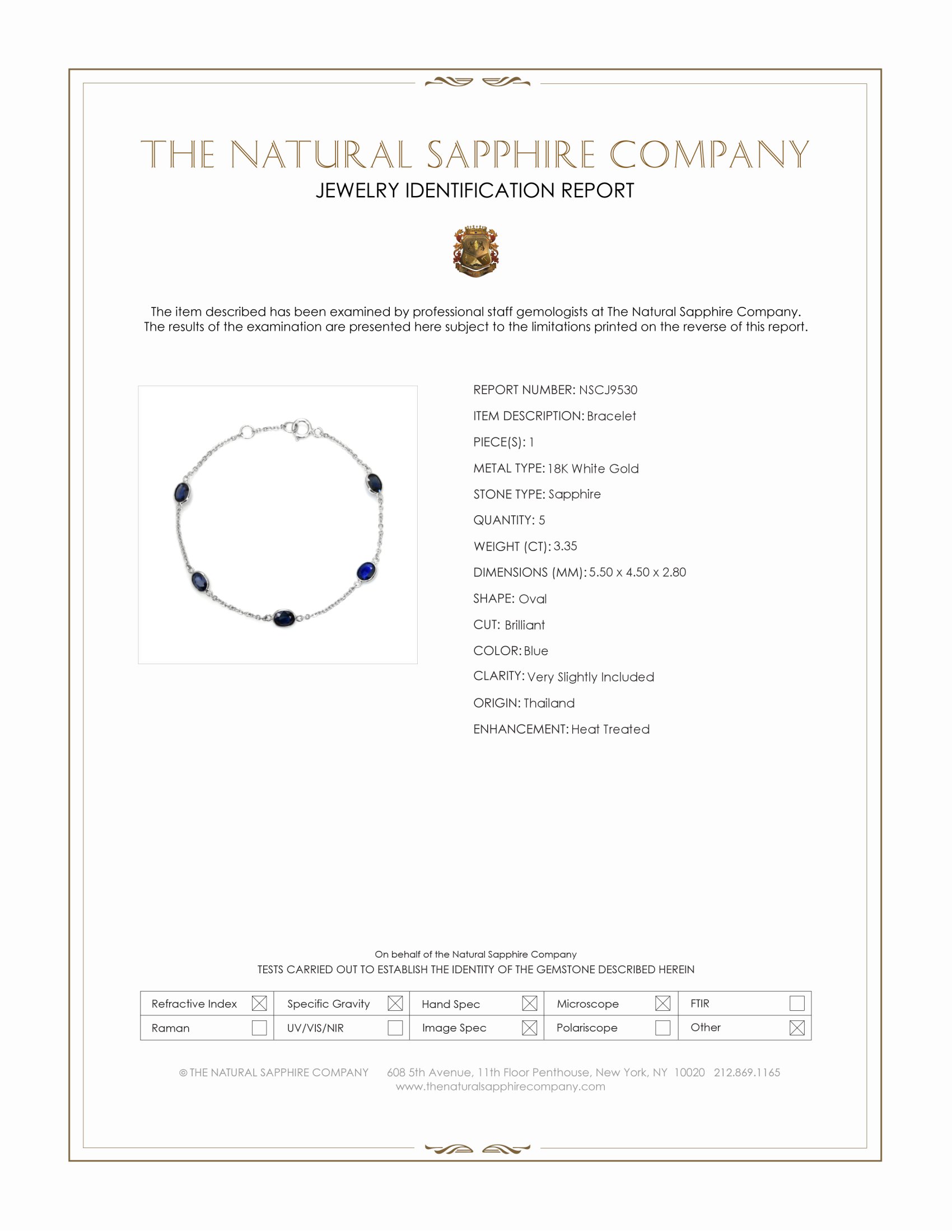 3.35 Ct.Tw. Blue Sapphire Bezel Bracelet, 18K White Gold