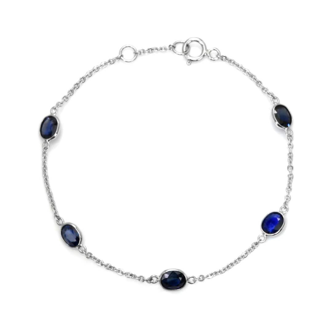 BELLE ÉPOQUE Sapphire Bracelet 18K WG 1900s French Belle Epoque Sapphire Pearl and Diamond