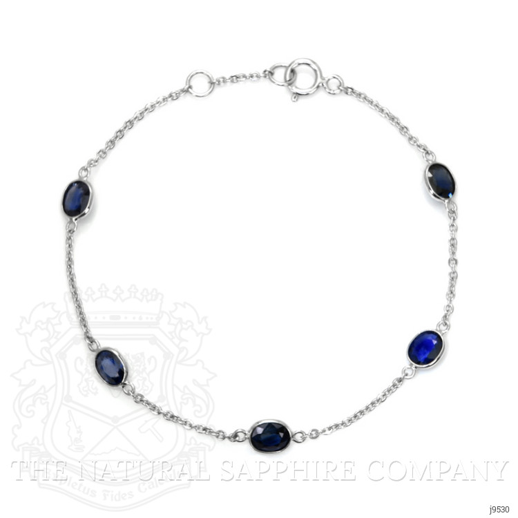 3.35 Ct.Tw. Blue Sapphire Bezel Bracelet, 18K White Gold