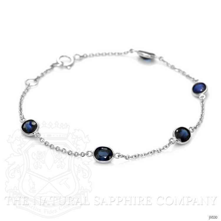 3.35 Ct.Tw. Blue Sapphire Bezel Bracelet, 18K White Gold