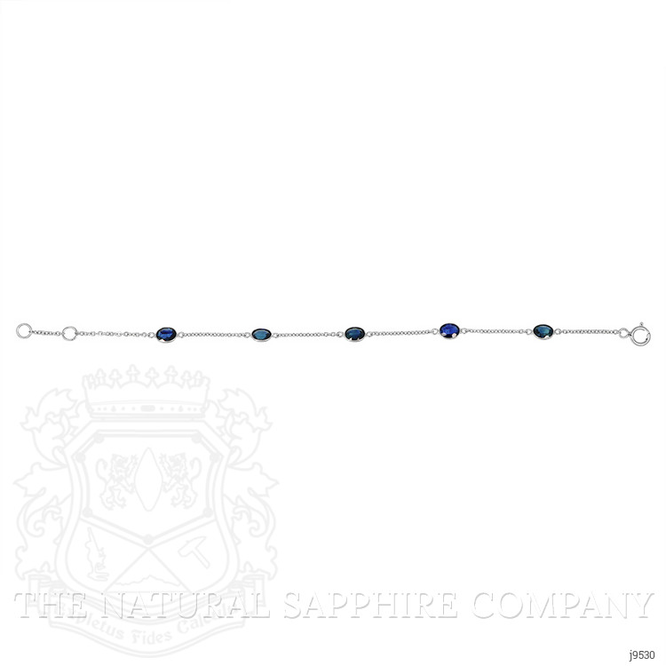 3.35 Ct.Tw. Blue Sapphire Bezel Bracelet, 18K White Gold