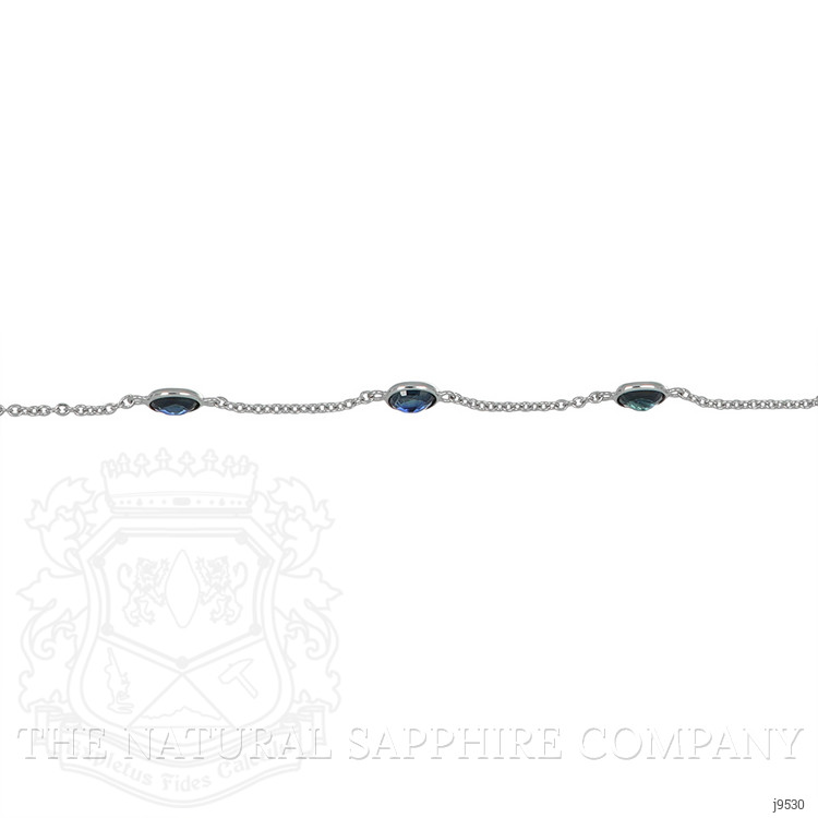 3.35 Ct.Tw. Blue Sapphire Bezel Bracelet, 18K White Gold