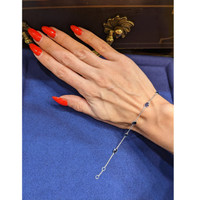 3.35 Ct.Tw. Blue Sapphire Bezel Bracelet, 18K White Gold Life Style