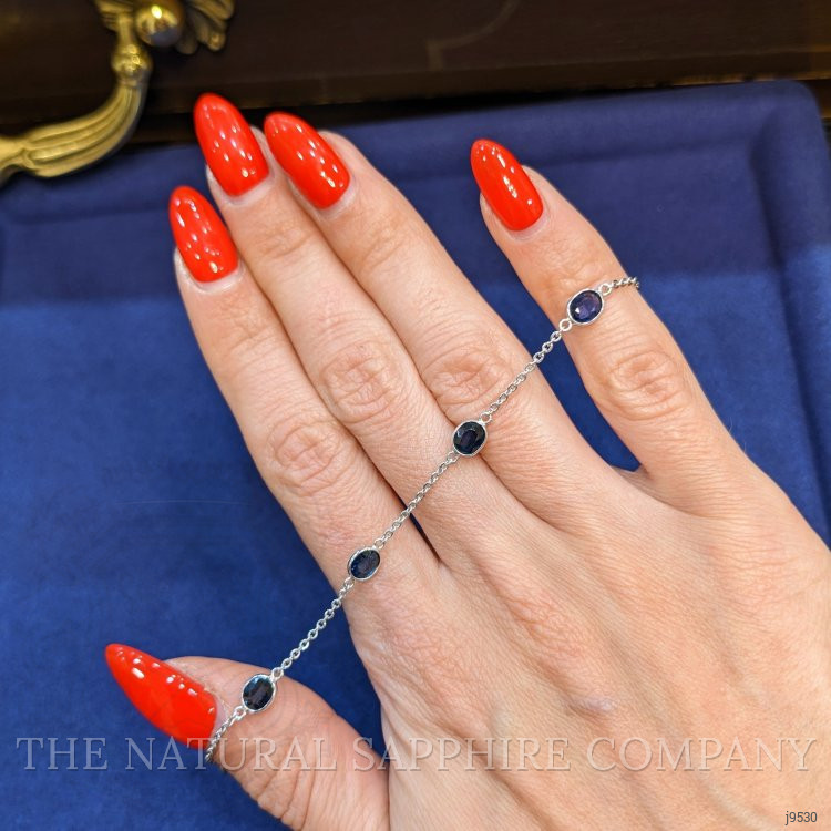 3.35 Ct.Tw. Blue Sapphire Bezel Bracelet, 18K White Gold