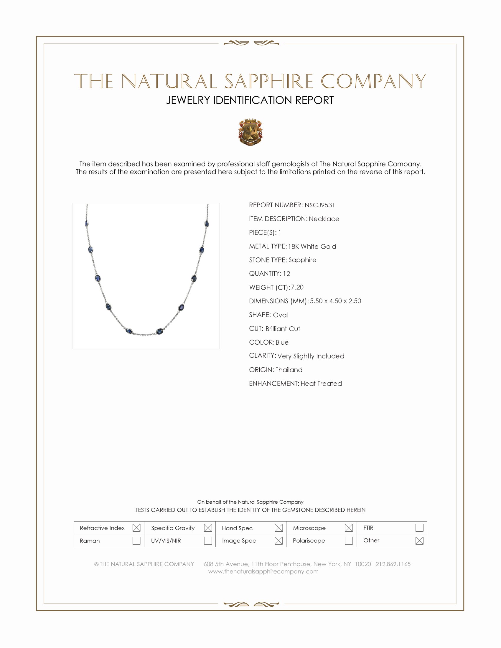 7.20 Ct. Blue Sapphire Accent Stones Necklace, 18K White Gold