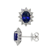 2.00&nbsp;Ct.Tw.Total Carat Weight Blue Sapphire and Natural Diamond Halo Earrings, 18K White Gold Image