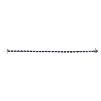 5.87 Ct.Tw. Blue Sapphire and Natural Diamond Tennis/Line Bracelet, 18K White Gold Image