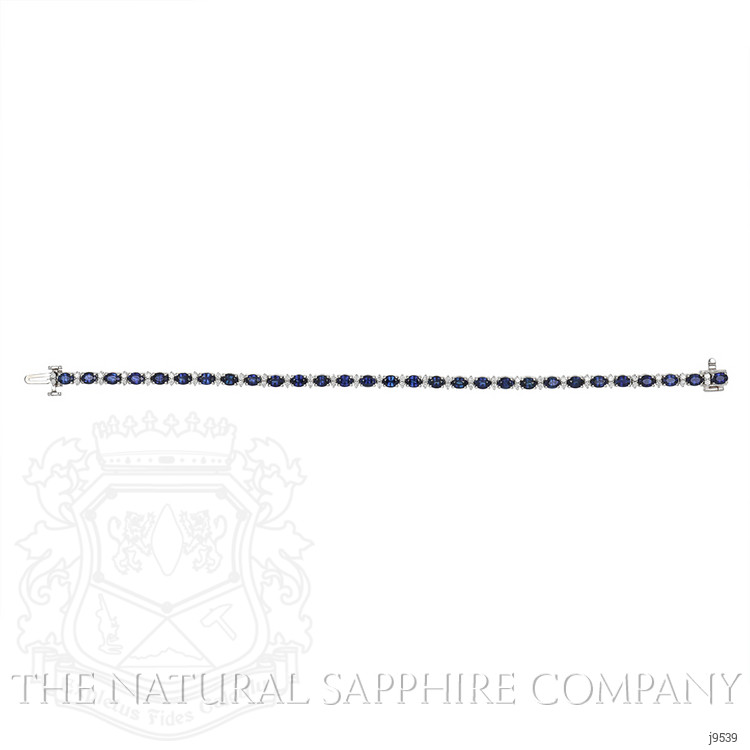 5.87 Ct.Tw. Blue Sapphire and Natural Diamond Tennis/Line Bracelet, 18K White Gold