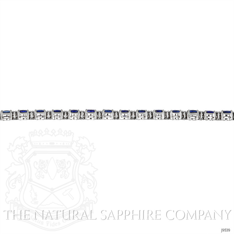 5.87 Ct.Tw. Blue Sapphire and Natural Diamond Tennis/Line Bracelet, 18K White Gold