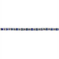5.87 Ct.Tw. Blue Sapphire and Natural Diamond Tennis/Line Bracelet, 18K White Gold Image