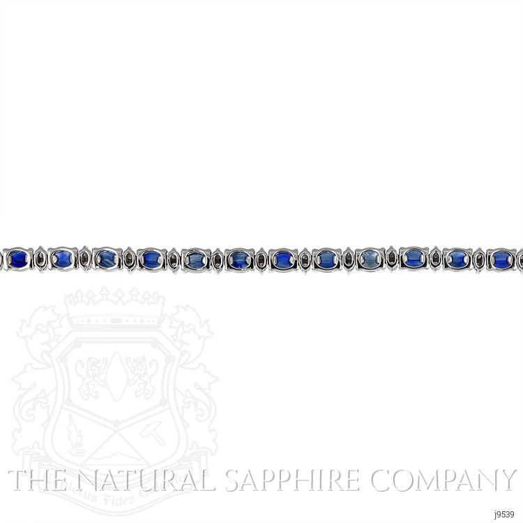 5.87 Ct.Tw. Blue Sapphire and Natural Diamond Tennis/Line Bracelet, 18K White Gold