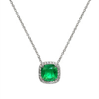 4.34 Ct. Emerald Natural Diamond Pave Necklace, 18K White Gold Video