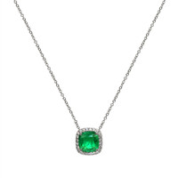 4.34 Ct. Emerald Natural Diamond Pave Necklace, 18K White Gold Image