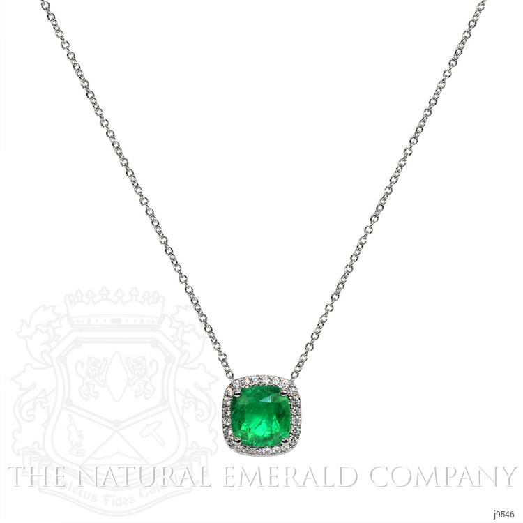 4.34 Ct. Emerald Natural Diamond Pave Necklace, 18K White Gold