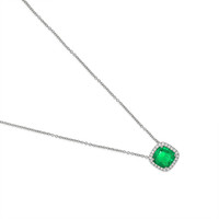 4.34 Ct. Emerald Natural Diamond Pave Necklace, 18K White Gold Image