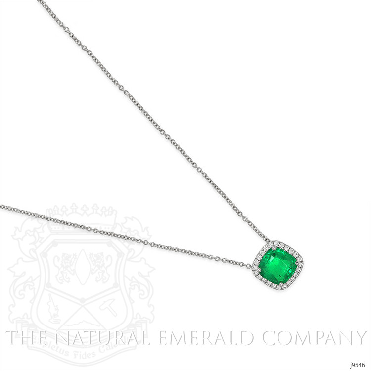 4.34 Ct. Emerald Natural Diamond Pave Necklace, 18K White Gold