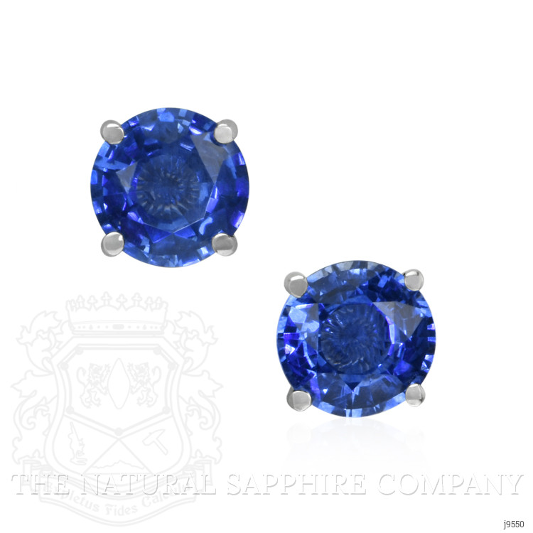 2.00 Ct.Tw. Blue Sapphire Studs Earrings, 14K White Gold