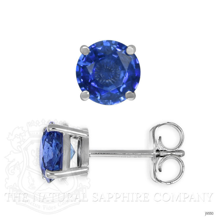 2.00 Ct.Tw. Blue Sapphire Studs Earrings, 14K White Gold