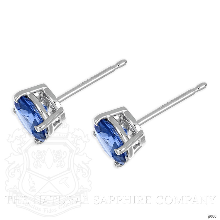 2.00 Ct.Tw. Blue Sapphire Studs Earrings, 14K White Gold