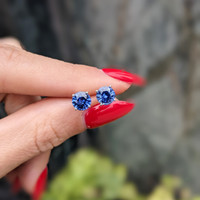 2.00&nbsp;Ct.Tw.Total Carat Weight Blue Sapphire Studs Earrings, 14K White Gold Life Style