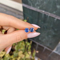 2.00&nbsp;Ct.Tw.Total Carat Weight Blue Sapphire Studs Earrings, 14K White Gold Life Style