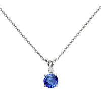 1.25 Ct. Blue Sapphire and Natural Diamond Accent Stones Pendant, 14K White Gold Video