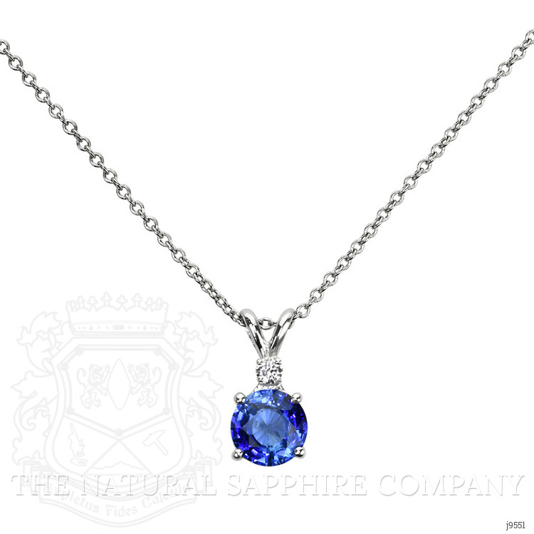 1.25 Ct. Blue Sapphire and Natural Diamond Accent Stones Pendant, 14K White Gold
