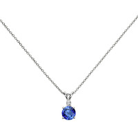 1.25 Ct. Blue Sapphire and Natural Diamond Accent Stones Pendant, 14K White Gold Image