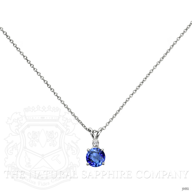 1.25 Ct. Blue Sapphire and Natural Diamond Accent Stones Pendant, 14K White Gold