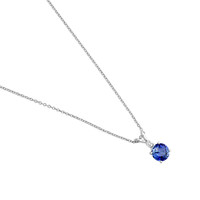 1.25 Ct. Blue Sapphire and Natural Diamond Accent Stones Pendant, 14K White Gold Image