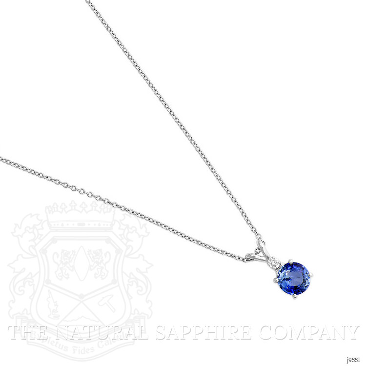 1.25 Ct. Blue Sapphire and Natural Diamond Accent Stones Pendant, 14K White Gold