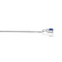 1.25 Ct. Blue Sapphire and Natural Diamond Accent Stones Pendant, 14K White Gold Image