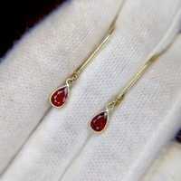 0.90 Ct.Tw.Total Carat Weight Ruby Earrings - 14K Yellow Gold Image