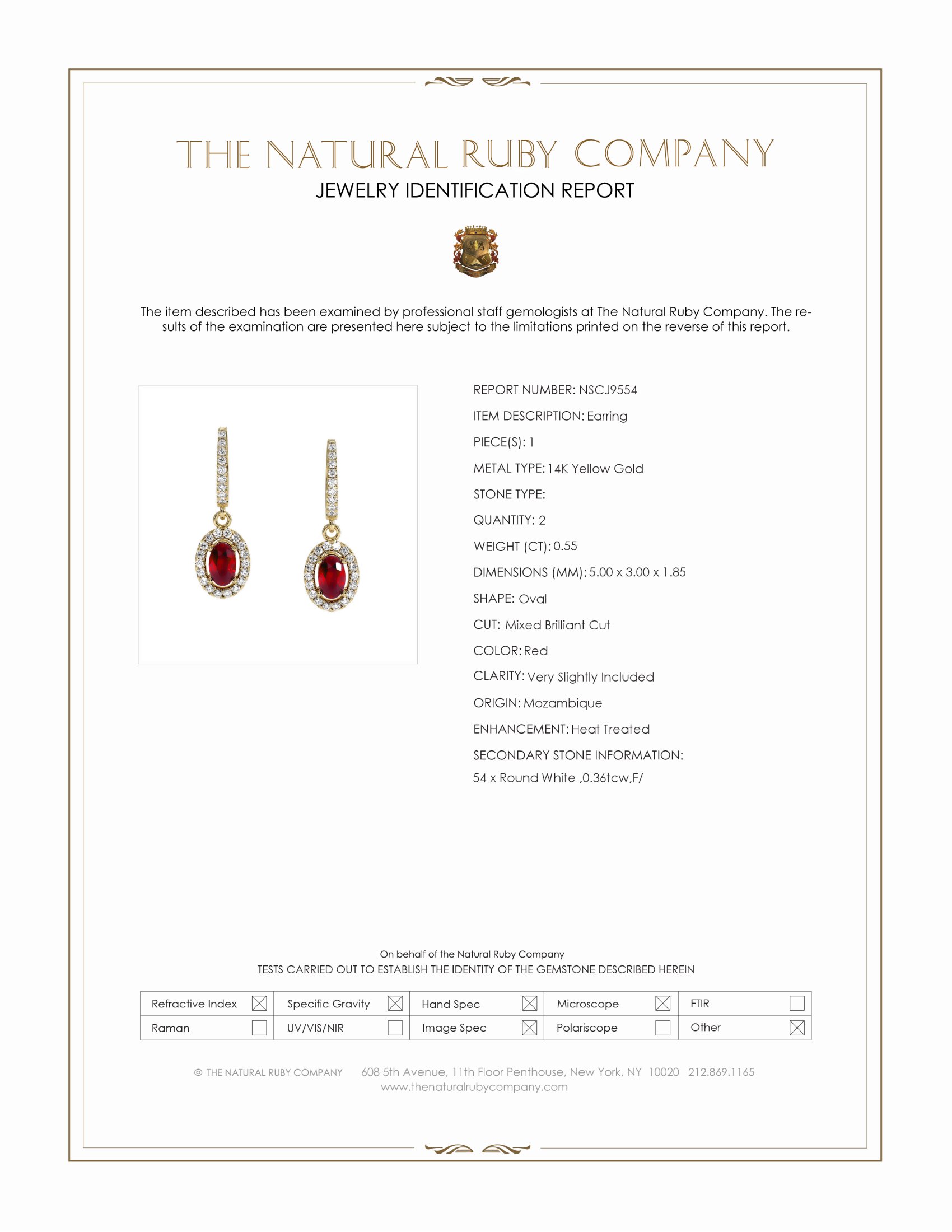 0.55 Ct.Tw. Ruby and Natural Diamond Pave Earrings, 14K Yellow Gold