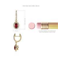 0.55 Ct.Tw. Ruby Natural Diamond Pave Earrings, 14K Yellow Gold Image