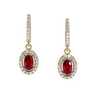 0.55 Ct.Tw. Ruby Natural Diamond Pave Earrings, 14K Yellow Gold Video