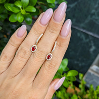 0.55 Ct.Tw.Total Carat Weight Ruby and Natural Diamond Pave Earrings, 14K Yellow Gold Life Style