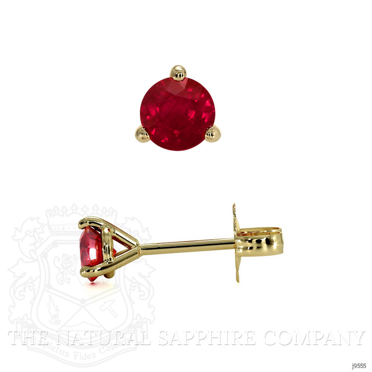 0.65 Ct.Tw. Ruby Studs Earrings, 14K Yellow Gold