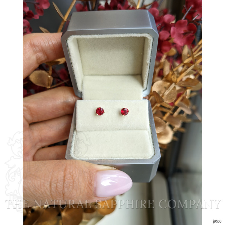 0.65 Ct.Tw. Ruby Studs Earrings, 14K Yellow Gold